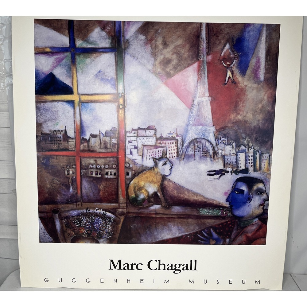 Marc Chagall 1995 Guggenheim Museum Exhibition Lithograph Paris Through Window